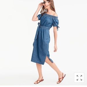 J. Crew | Off the-shoulder Chambray Dress
